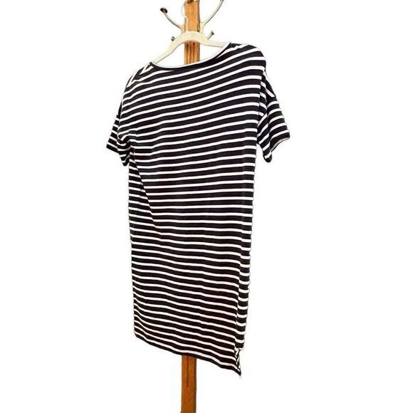 Express Navy Blue & White Striped Midi T-Shirt Dress - S - Picture 2 of 4